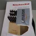 KitchenAid Classic Step Knife Block Set with Built-In Knife Sharpener, High Carbon Stainless Steel Kitchen Knives, Sharp Kitchen Knife Set with Block, 14-Piece, Natural