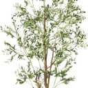 OXLLXO 8.2ft Artificial Olive Tree (96in) with Plastic Nursery Pot Faux Olive Silk Tree, Fruits Fake Plant for Office House Farmhouse Living Room Home Decor (Indoor/Outdoor)