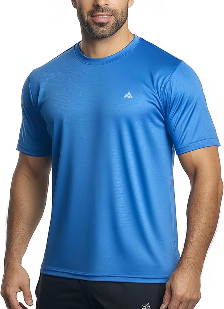 GearGlacier Instant Cooling Quick Dry Workout T-Shirt Men Undershirt Moisture Wicking Performance Running Comfort Tee (Blue, L)