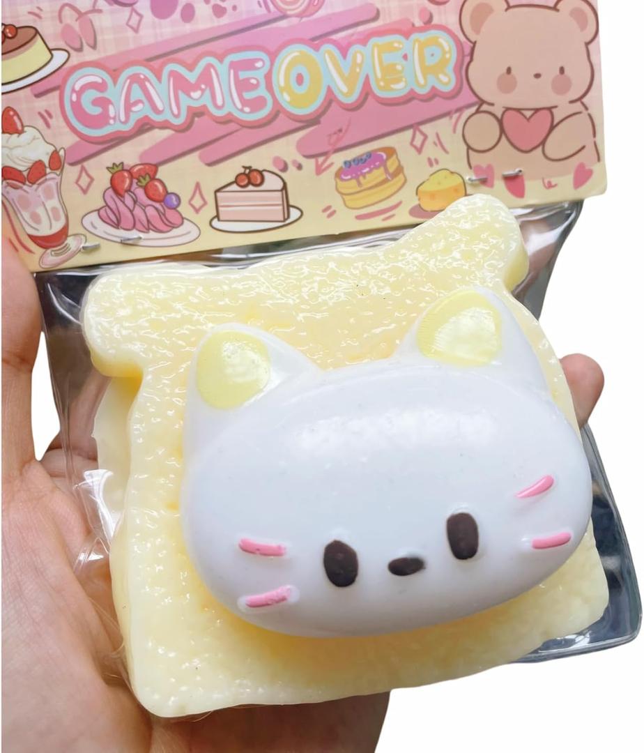 2 x Cat Taba Squishy Squeeze Toys, Kawaii FuFu Squishies PVC Sensory Toys, Rebound Stress Relief Toys, Party Favors, Birthday Gift, Squishy Toys for Adults Kids