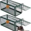 Qualirey 2 Pcs Humane Rat Trap Chipmunk Rodent Mouse Squirrel Trap Small Live Animal Mouse Voles Hamsters Live Cage Rat Mouse Cage for Mice Easy to Catch and Release (Green)