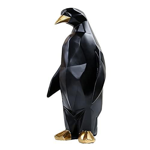 IDORTYBB Abstract Geometric Penguin Sculpture Animal Statue Art Figurine Home Decorations for Living Room Book Shelves Cabinet Desk Decor Table Centerpieces Ornaments (Black, Large)