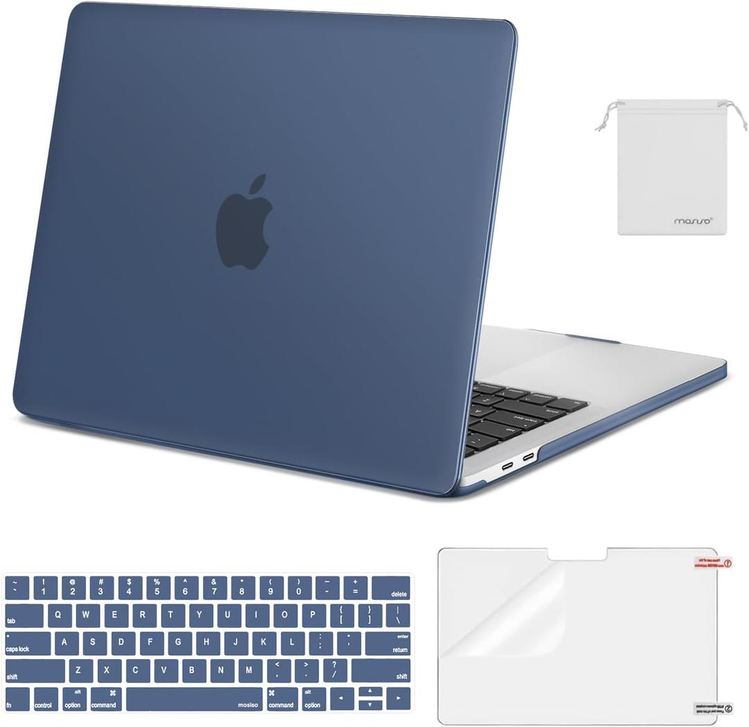 MOSISO Compatible with MacBook Pro 13 inch Case M2 2026 2025 2024 2023 2022-2016 A2338 M1 A2251 A2289 A2159 A1989 A1708 A1706,Plastic Hard Shell&Keyboard Cover&Screen Film&Storage Bag, Haze Blue