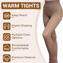 Fleece Lined Tights Sheer Women - Fake Translucent Warm Pantyhose Leggings Sheer Thick Tights for Winter (Large, Coffee)
