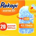 Heavy Duty Duster Refills for Swiffer Duster, 20 Count Duster Refills with 1 Handle, Multisurface 360° Dusters with 4X Microfibers, Unscented Disposable Dusters for Cleaning