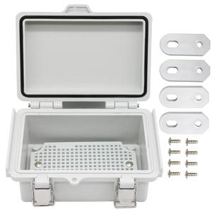 Mini Grey Watertight Junction Box Hinged Cover with Stainless Steel Latch Outdoor Weatherproof Custom PVC Plastic Enclosure Box for Project with Mounting Plate 5.93.92.8 inch(15010070mm)