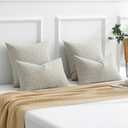 FUTEI Cream Chenille Decorative Throw Pillow Covers 20x20 Inch Set of 2,Soft Chenille Jacquard Textured Cushion Case,Modern Home Decor for Couch Living Room