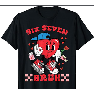 Six Seven Meme T-Shirt, Black (Size M Youth)