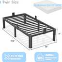 Yitong Angel 14 inch Twin Bed Frame with Round Corner Legs Mattress Slide Stopper,3500 lbs Heavy Duty Metal Platform,No Box Spring Needed,Steel Slat Support,Easy Assembly,Noise Free