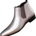 Men's Patent Leather Low Chunky Heel Chelsea Boots Fashion High Gloss Slip-on Business Dress Oxford Boots for Wedding Prom Party Business Work, 8