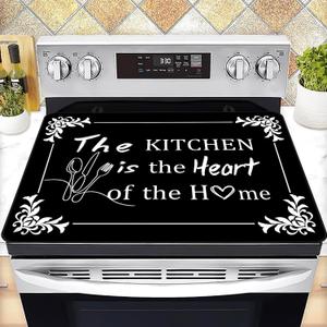 Stove Top Cover for Electric Stove 28 "x 20 ", The Kitchen Is the Heart of the Home Heat Resistant Glass Top Stove Cover Protector, Glass Cooktop Covers, Kitchen Flat Electric Stove Top Covers