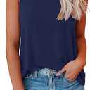 Smile Fish Women Crewneck Flowy Loose Fit Tank Top Sleeveless Summer Tops Shirts (XX-Large, Navy Blue)