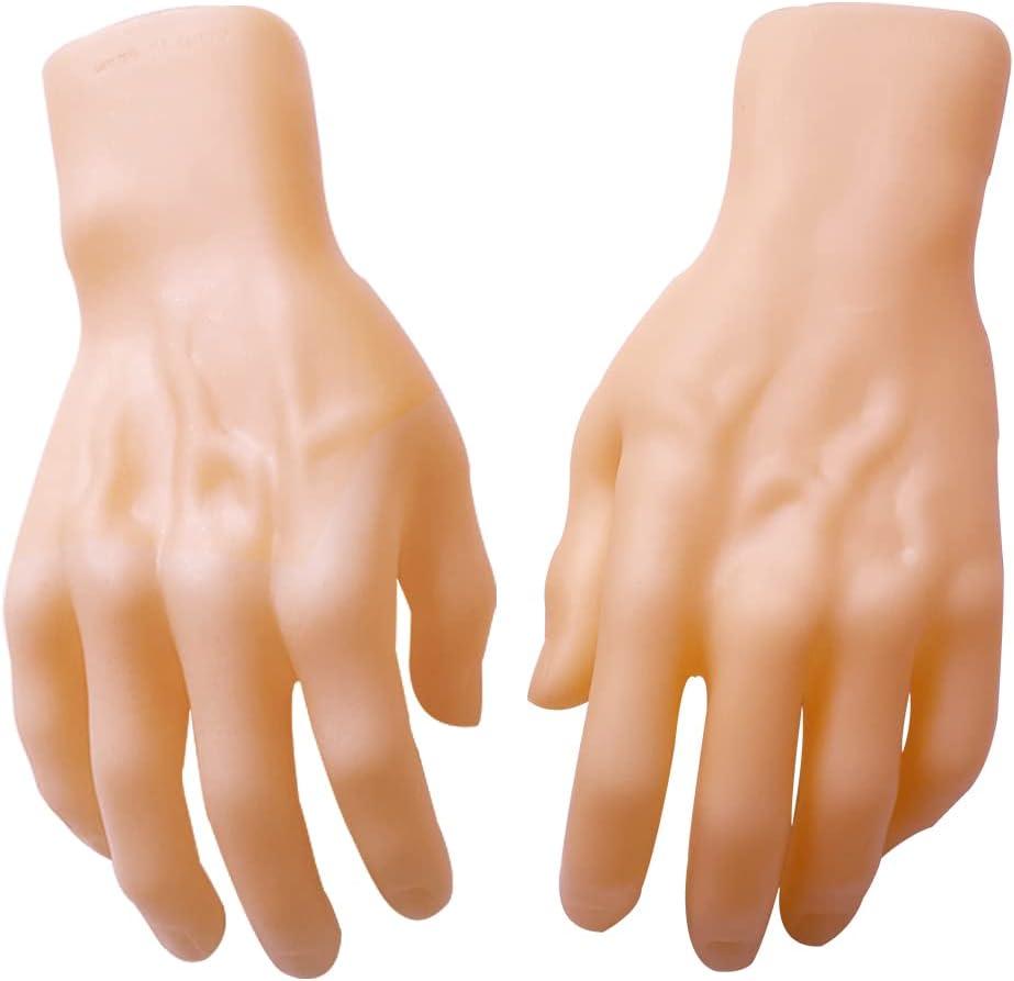 Medou 2 Pieces Spooky Halloween Decoration Realistic Hands, Fake Human Hands Bloody Dead Body Parts Haunted House Decorations (Left and Right)