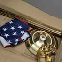 SENZHIYI Indoor Flag Pole Kit with Golden Eagle Topper - 6-8ft Stainless Steel Commercial Indoor Flagpole with Embroidered US Flag, Heavy Base for Home Office Government DepartmentGolden 1 Pack