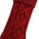 Personalized Stockings Christma, Christmas Stockings, 18 Inches Large Knitted Xmas Stocking for Holiday and Family Stocking for Fireplace Christmas Holiday Party Decoration (Red)