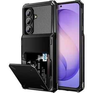 Vofolen for Samsung Galaxy S26 Plus Case Wallet with Card Holder 4-Card Slots Dual Layer Heavy Duty Shockproof Drop Protection Hard PC Soft TPU Hidden Flip Pocket Phone Cover for Women Men, Black