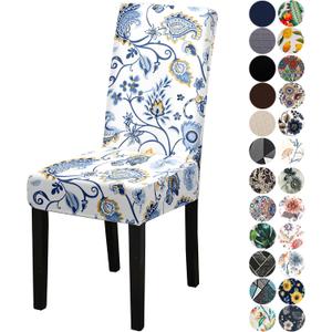 Stretchy Parson Chair Slipcovers for Dining Room Chair seat Covers Chair Protectors for Party Pet Protection Universal Fit Soft Polyester (Set of 6, Blue Flowers III)