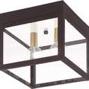 Livex 20588-07 Transitional Two Light Outdoor Ceiling Mount from Nyack Collection in Bronze/Dark Finish, 8.00 inches