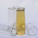 TT 48 Pack 9 oz Plastic Champagne Flutes - Disposable Stemless Glasses with Gold Rim, Shatterproof Clear Cups for Weddings, Parties, Celebrations (Bulk Toasting Drinkware)