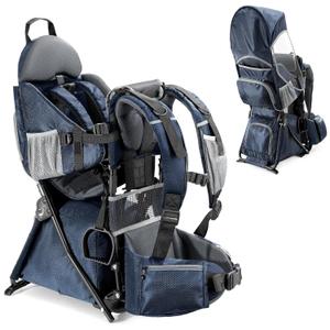 besrey Baby Backpack Carrier, Toddler Hiking Backpack with Safety 3-Height Seat, Adjustable Straps&Waist Belt, Foldable Frame Lightweight Large Capacity Child Carrier for Hiking (Blue)