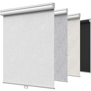 GENIMO Cordless Blackout Roller Shades, 45" W X 72" H, Linen White | Free-Stop Blinds for Indoor Windows, Thermal Insulated Fabric, UV Protection for Bedroom, Home Office and French Door