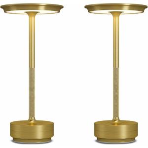 2 Pack Cordless Table Lamps Rechargeable, 5000mAh Portable LED Table Light, 3 Color Stepless Dimming Battery Powered Table Lamp, for Patio/Restaurant/Home/Outdoor.(Brushed Gold)