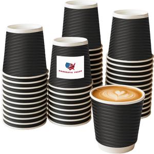 Black Paper Coffee Cups 8oz 20-Pack | Disposable Hot Beverage Cups for Coffee, Tea, Cocoa, Espresso | Sturdy, Insulated & Leak-Resistant