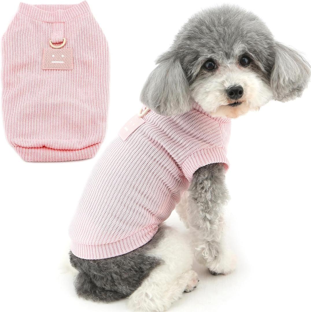 Zunea Dog Shirts for Small Dogs Girls Summer Puppy Clothes T-Shirt with Leash Ring Doggie Toy Poodle Vest Tee Shirt Soft Breathable Sleeveless Basic Shirt Pet Apparel for Chihuahua Yorkie Pink Sma