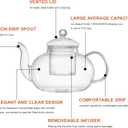 Glass Teapot Set, 34OZ/1000ML Glass Tea Kettle with Loose Tea Infuser & Warmer, 5oz/150ML Tea Cup & Saucer Set of 4, Stovetop & Microwave Safe Tea Maker, Blooming Tea Gift Set For Women