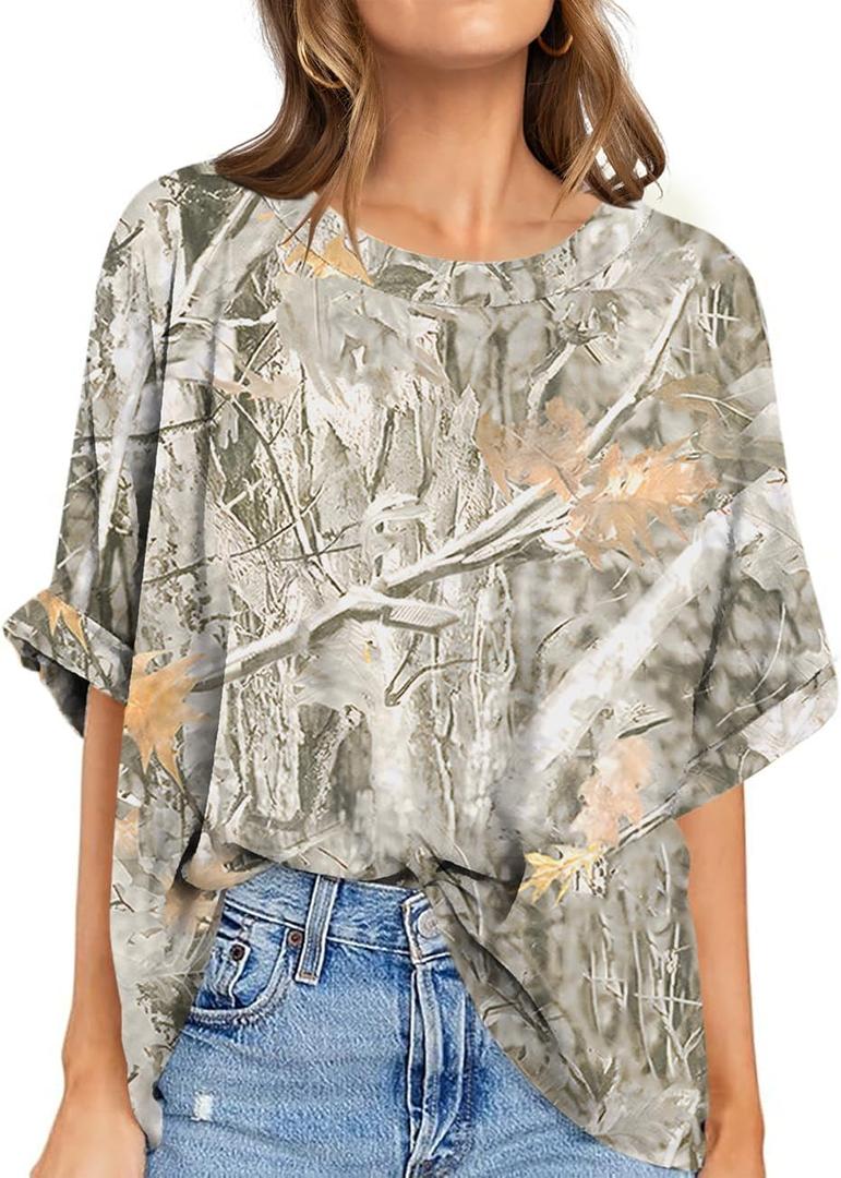 UEU Women Oversized T-Shirt Summer Casual Loose Fit Short Sleeve Basic Tops Workout Gym Tee Shirt (Medium)