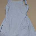 QINSEN Womens Open Back Tennis Dress Sleeveless Built in Shorts Golf Athletic Dress with Pockets (Small, Sky Blue)