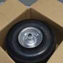 RRQ 10 Inch Pneumatic Wheel 4.10/3.50-4 Tire, 10" Pneumatic Wheels with 5/8" Bearings,2.2" Offset Hub for Garden Cart, Hand Truck, Lawn Cart, Mower (2 Pack)