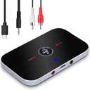 Aux Bluetooth Adapter for Stereo Receiver, Bluetooth 5.0 Transmitter Receiver Audio Adapter with Aux 3.5mm R/ L Cable for Home Stereo/ Speakers/ Headphones/ TV/ BT Headphones