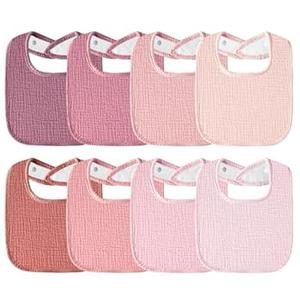 Kewlife gift Muslin Baby Bibs 8-Pack Baby Drool Bandana Bibs for Baby Girls Boys Infant Newborn Toddler Drooling and Teething (Blush Pink)