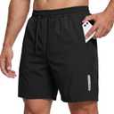 PRIVIMIX Mens Quick Dry 7 Inch Gym Shorts with Zipper Pockets Stretch Athletic Shorts for Running Workout Black L (Black, L)