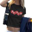 Graphic Baby Tees for Women Y2k 8-Ball Shirt Cute Crop Tops for Teen Girls Aesthetic Emo Clothes 2000s Grunge Shirts (Black, M)