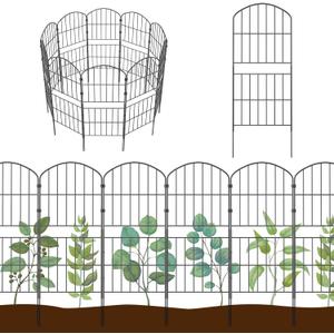 KIMAZO 32.5in (H) x 20ft (L) Tall Decorative Garden Fence - 14 Pack Garden Fencing, Rustproof Metal Wire Panel Border Animal Barrier for Dog, Flower Edging for Yard Landscape Patio Outdoor Decor