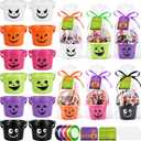 Halloween Plastic Pumpkin Candy Buckets Gift Set,24-Pcs(6 Colors)