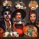 6 Pcs Halloween Diamond Art Painting Kits Hanging Sign Set Witch Pumpkin Gnome Glow in The Dark Diamond Art Painting Kits Halloween Hanger Adult 5d DIY Craft for Wall Door Window Porch Decor (Boo)