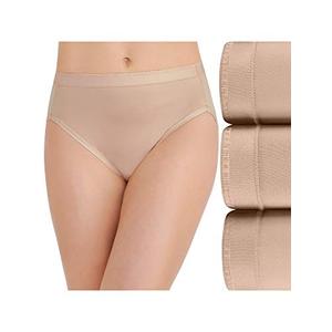 Vanity Fair Women's Comfort Where It Counts No Ride Up Panties, Hi Cut-3 Pack-Neutral, 9, 2XL