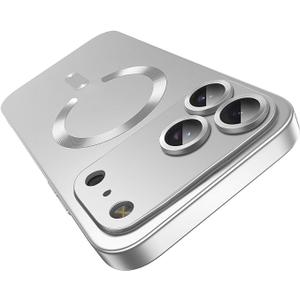 Misscase Magnetic for iPhone 17 Pro Case,Comes with Camera Lens Protector, Compatible with Magsafe, Soft TPU Full Protection Slim Smooth Bumper Shockproof Phone Cover Silver