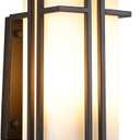 Large Outdoor Wall Lights 15.35" H x 6.7" W, Waterproof Wall Lantern Exterior Light Fixture for Entryways Yards Garage Front Porch, Metal Frame with Frosted Glass, Black (Large)