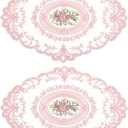 Uxcell 2Pack Retro Lace Placemat 12x16-in Oval Embroidered Table Place Mats French Crochet Doilies Coasters Cup Mat for Home Wedding, Pink