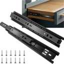 22 inch Drawer Slides 6 Pairs (12pcs) Full Extension Ball Bearing Drawer Rails Side Mount 3 fold Metal Dresser Runners for File Cabinet Trash Can Kitchen Wardrobe Glides 22" Black 100 LB Capacity