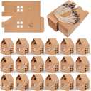 Dimeho 60pcs House Shaped Gift Boxes 5.1  3.1  3.1" Paper Candy Box Cardboard Treat Boxes Gift & Favor Box Cardboard Treat Bags for Wedding Christmas Baby Shower Birthday Party Treats Decoration (Brown)
