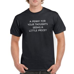 Smartprints Mens Graphic Tee Black - Penny For Your Thoughts 100% Cotton Classic Fit size: S Smartprints Mens Graphic Tee Black - Penny For Your Thoughts 100% Cotton Classic Fit size: S