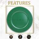 Set of 12 Green Charger Plates with Beaded. 13" Reusable Plastic Table Chargers for Dinner Plates