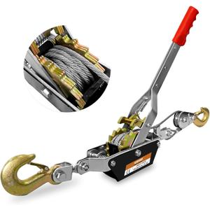 Come Along Winch Tool 2T, 10FT 2 Gear Come Along Power Ratchet Puller Tool with Cable 2 Hooks, Cable Winch Puller for Construction, Moving, Securing, Automotive