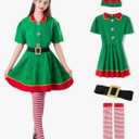 Christmas Elf Costume for Toddler Baby Boys Girls Santa Costume Outfit Xmas Clothes Top +Pants + Hat Cosplay Outfit