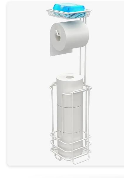 zccz - Toilet Paper Holder Stand - Tissue Holder for Bathroom with Shelf (White)